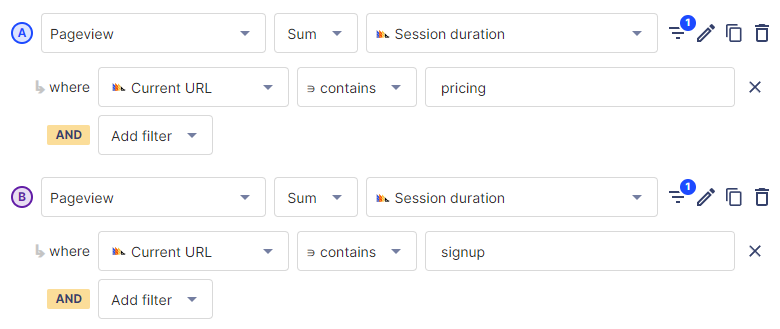 Session duration filters